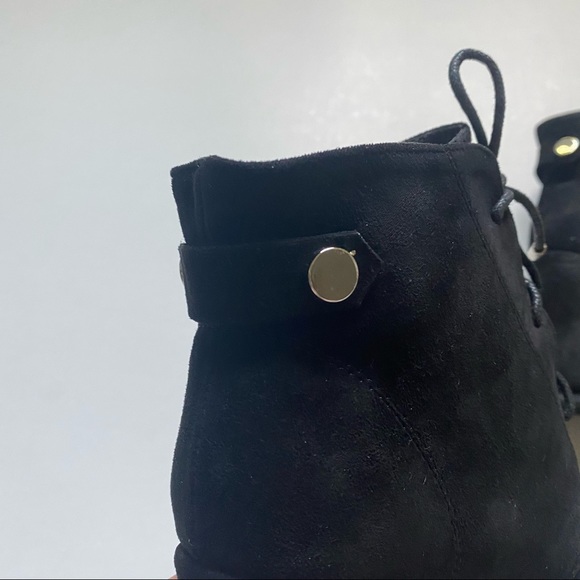 Chase + Chloe Rosa Black Suede Wedge Boots Size 7 - Picture 10 of 11
